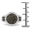 0.44 Carat Genuine Champagne Diamond and White Diamond .925 Sterling Silver Ring