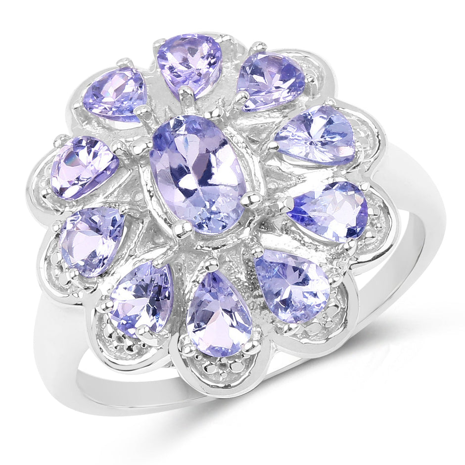 1.84 Carat Genuine Tanzanite .925 Sterling Silver Ring