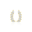 14k Yellow Gold Leaf Motif Climber Post Earrings with Marquise Cubic Zirconias
