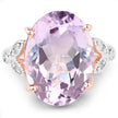 18K Rose Gold Plated 10.50 Carat Genuine Pink Amethyst and White Topaz .925 Sterling Silver Ring