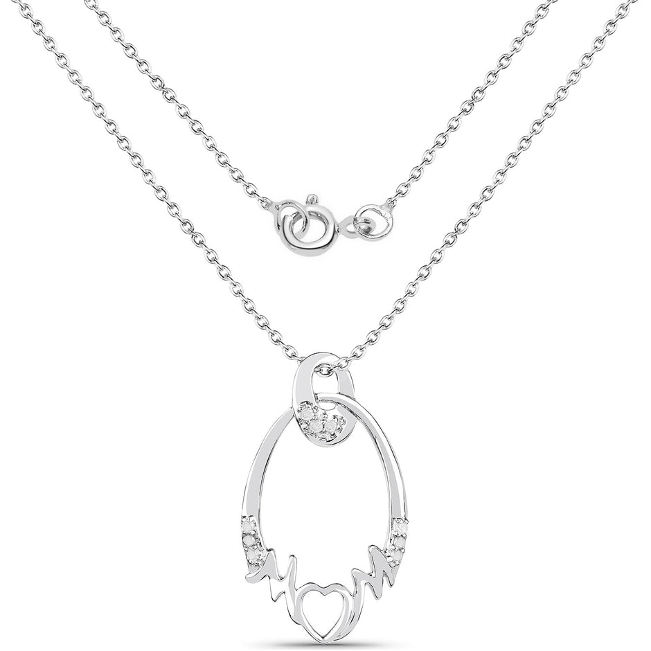 0.14 Carat Genuine White Diamond .925 Sterling Silver Pendant