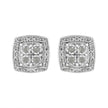.925 Sterling Silver 1/4 cttw Round Cut Diamond Square Shape Milgrain Stud Earrings (I-J Color, I3 Clarity)