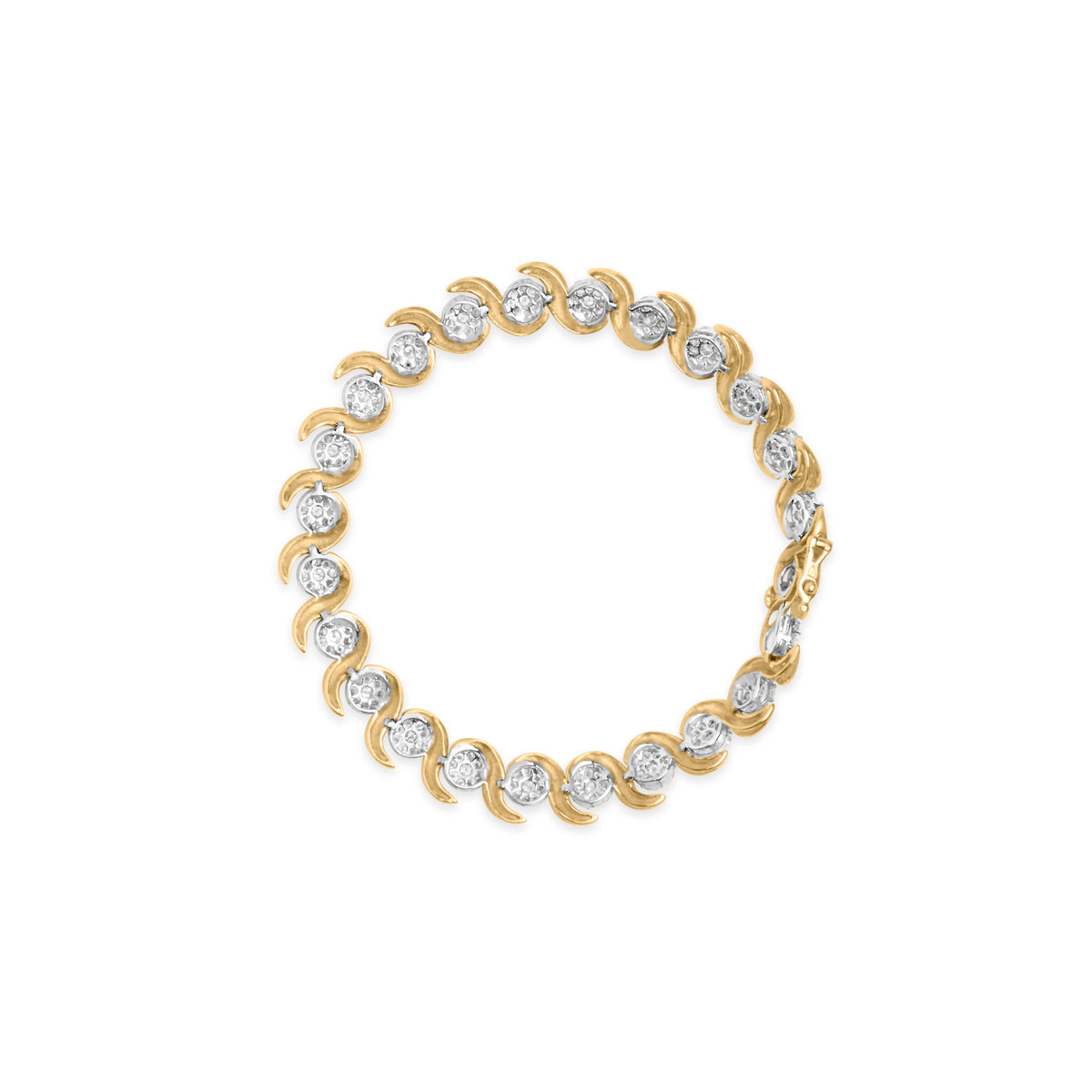 10K Yellow Gold 4.00 Cttw Round-Cut Diamond Floral Link 7.5