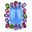 26.67 Carat Genuine Multi Stones .925 Sterling Silver Ring