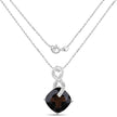 12.36 Carat Genuine Smoky Quartz and White Topaz .925 Sterling Silver Pendant