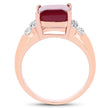 14K Rose Gold Plated 4.26 Carat Genuine Glass Filled Ruby and White Topaz .925 Sterling Silver Ring
