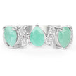 1.87 Carat Genuine Emerald and White Topaz .925 Sterling Silver Ring