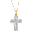 14K Yellow Gold 2.0 Cttw Multi-Row Diamond Cross Pendant Necklace