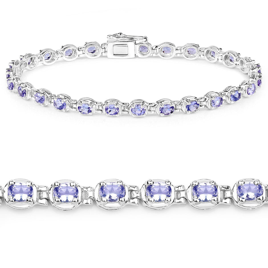 4.59 Carat Genuine Tanzanite .925 Sterling Silver Bracelet