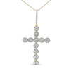 10K Yellow Gold 5/8 Cttw Miracle Set Round Diamond Circle Link Cross Men's Pendant Necklace