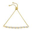 10K Yellow Gold over .925 Sterling Silver 1/10 Cttw Diamond Heart and X-Link 6â€-9â€ Adjustable Bolo Bracelet (H-I Color, I2-I3 Clarity)