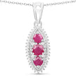 4.32 Carat Genuine Ruby and White Topaz .925 Sterling Silver 3 Piece Jewelry Set (Ring, Earrings, and Pendant w/ Chain)