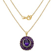 14K Yellow Gold Plated 8.55 Carat Genuine Amethyst & White Topaz .925 Sterling Silver Pendant