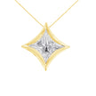 10K White Gold 1/10 Cttw Bezel Set Solitaire Princess Cut Diamond Kite Shaped Pendent Necklace - 18