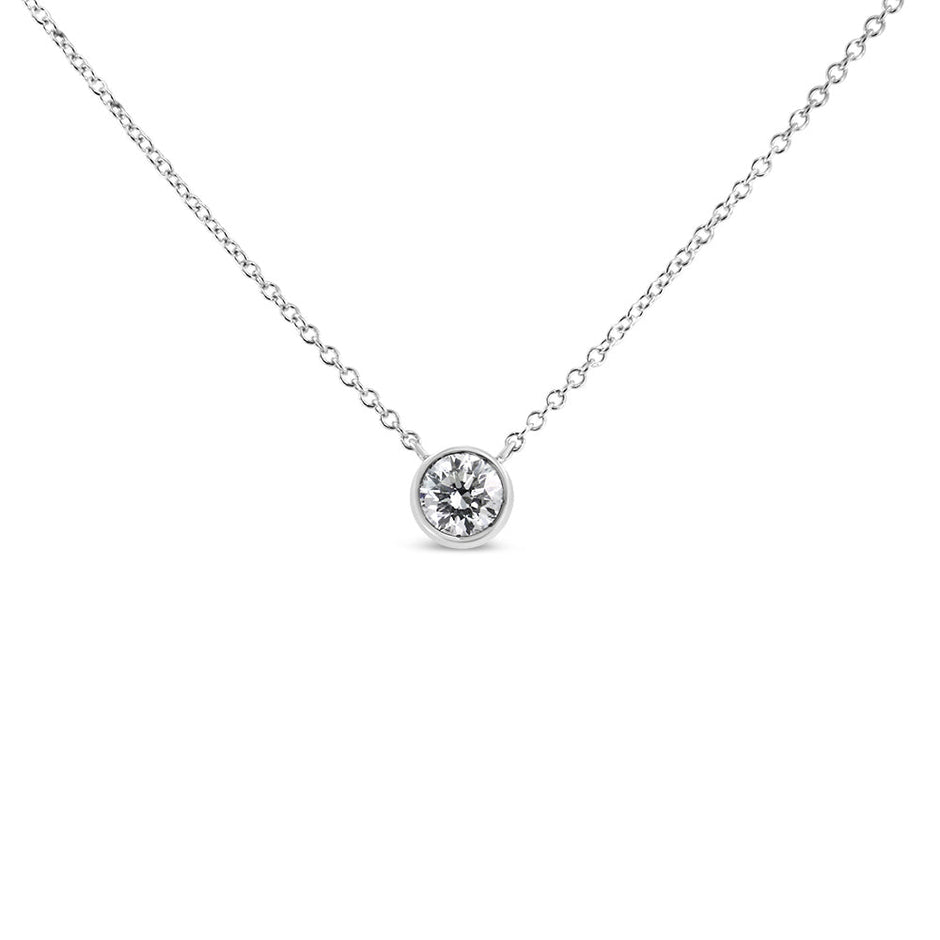 14K White Gold 1/2 Cttw Lab Grown Diamond Modern Bezel-Set Solitaire 16