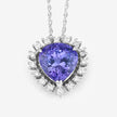 3.25 Carat Genuine Tanzanite and White Diamond 14K White Gold Pendant