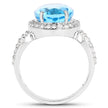 6.03 Carat Genuine Swiss Blue Topaz & White Topaz .925 Sterling Silver Ring