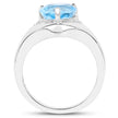 2.23 Carat Genuine Swiss Blue Topaz and White Topaz .925 Sterling Silver Ring