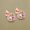 0.93 Carat Genuine Morganite and White Diamond 14K Rose Gold Earrings