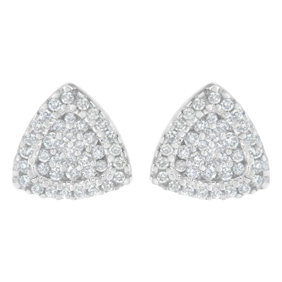 14K White Gold 1/2 cttw Trillion Shaped Diamond Stud Earrings (H-I Clarity, SI2-I1 Color)