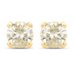 0.98 Carat Genuine LB Diamond 14K Yellow Gold Earrings