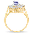 14K Yellow Gold Plated 2.16 Carat Genuine Tanzanite & White Topaz .925 Sterling Silver Ring