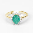 1.39 Carat Genuine Zambian Emerald and White Diamond 10K Yellow Gold Ring