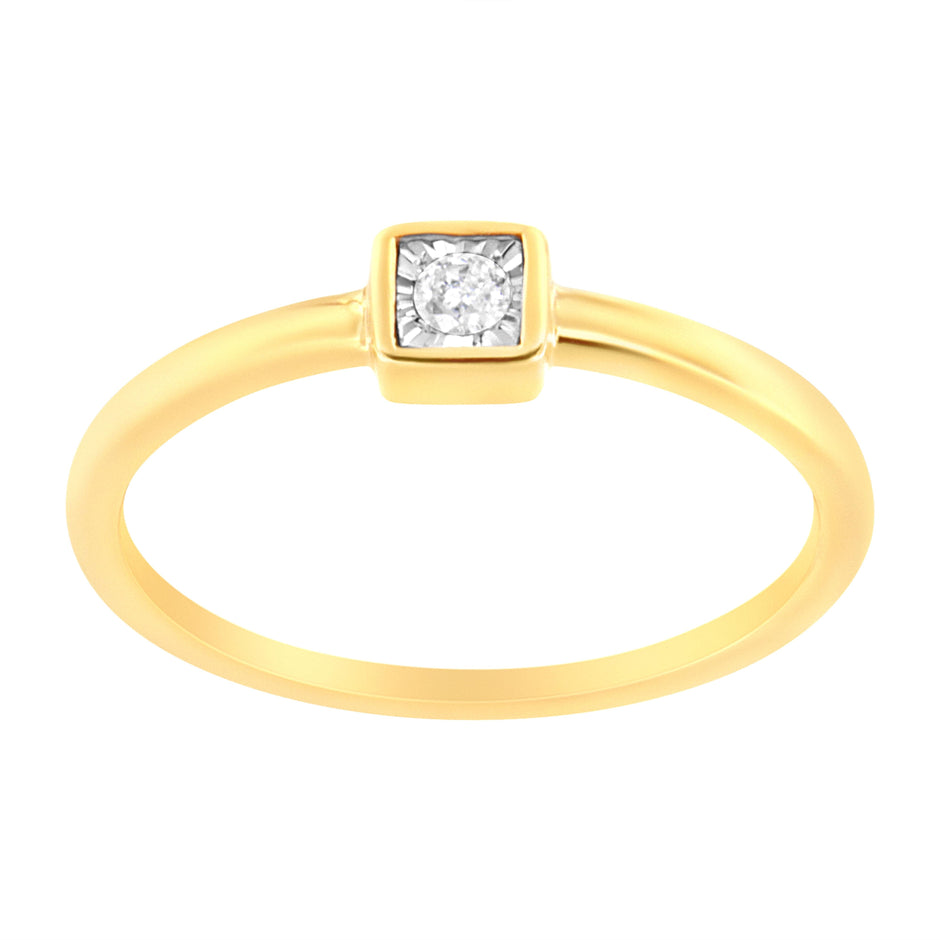 14K Yellow Gold Plated .925 Sterling Silver 1/20 cttw Miracle Set Diamond Promise Ring (J-K Color, I1-I2 Clarity) - Size 6