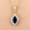 0.92 Carat Genuine Blue Sapphire and White Diamond 14K Yellow Gold Pendant