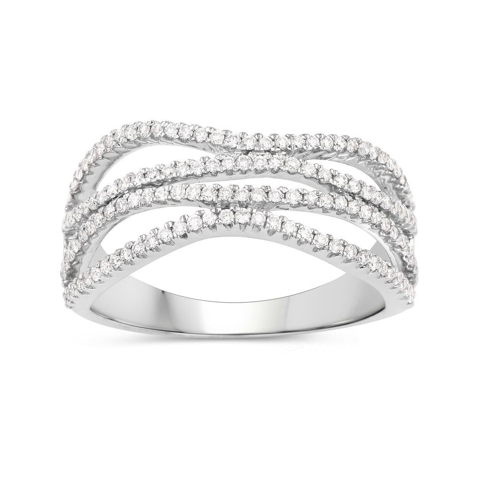 0.46 Carat Genuine White Diamond 14K White Gold Ring (F-G Color, SI Clarity)