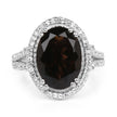5.80 Carat Genuine Smoky Quartz & White Topaz .925 Sterling Silver Ring