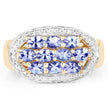 14K Yellow Gold Plated 1.70 Carat Genuine Tanzanite .925 Sterling Silver Ring
