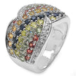 3.07 Carat Genuine Multi Sapphire .925 Sterling Silver Ring