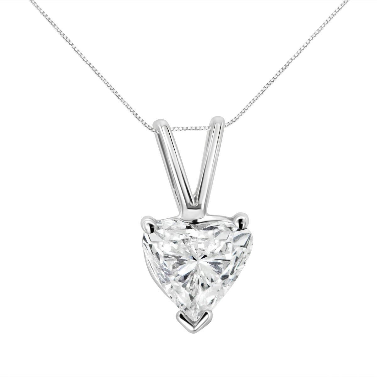 14K White Gold 1/5 Cttw 3-Prong Set Heart Shaped Solitaire Lab Grown Diamond 18