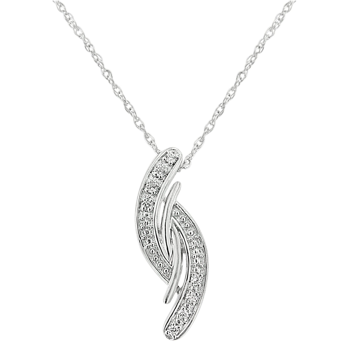.925 Sterling Silver Diamond Accent Bypass Curve 18