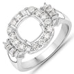 0.73 Carat Genuine White Diamond 14K White Gold Semi Mount Ring - holds 8x8mm Cushion Gemstone