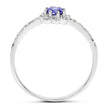 0.30 Carat Genuine Tanzanite and White Diamond 14K White Gold Ring