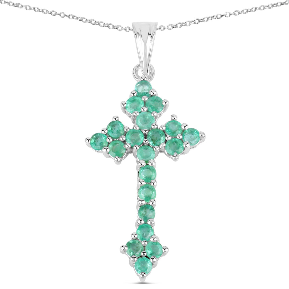 2.00 Carat Genuine Zambian Emerald .925 Sterling Silver Pendant