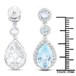 9.46 Carat Genuine Blue Topaz and White Topaz .925 Sterling Silver Earrings