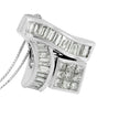 14K White Gold 1 7/8 cttw Princess and Baguette Cut Mixed Geometry Diamond Pendant Necklace (G-H, SI1-SI2)