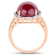 14K Rose Gold Plated 16.69 Carat Genuine Glass Filled Ruby and White Topaz .925 Sterling Silver Ring