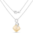 8.81 Carat Genuine Golden Rutile and White Diamond .925 Sterling Silver Pendant