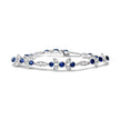 18K White Gold 1 3/4 Cttw Diamond and 3x3mm Round Blue Sapphire Gemstone Floral Link Bracelet (G-H Color, SI1-SI2 Clarity) - Size 7