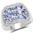 2.62 Carat Genuine Tanzanite and White Topaz .925 Sterling Silver Ring