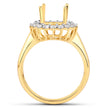 0.54 Carat Genuine White Diamond 14K Yellow Gold Semi Mount Ring - holds 11x9mm Oval Gemstone