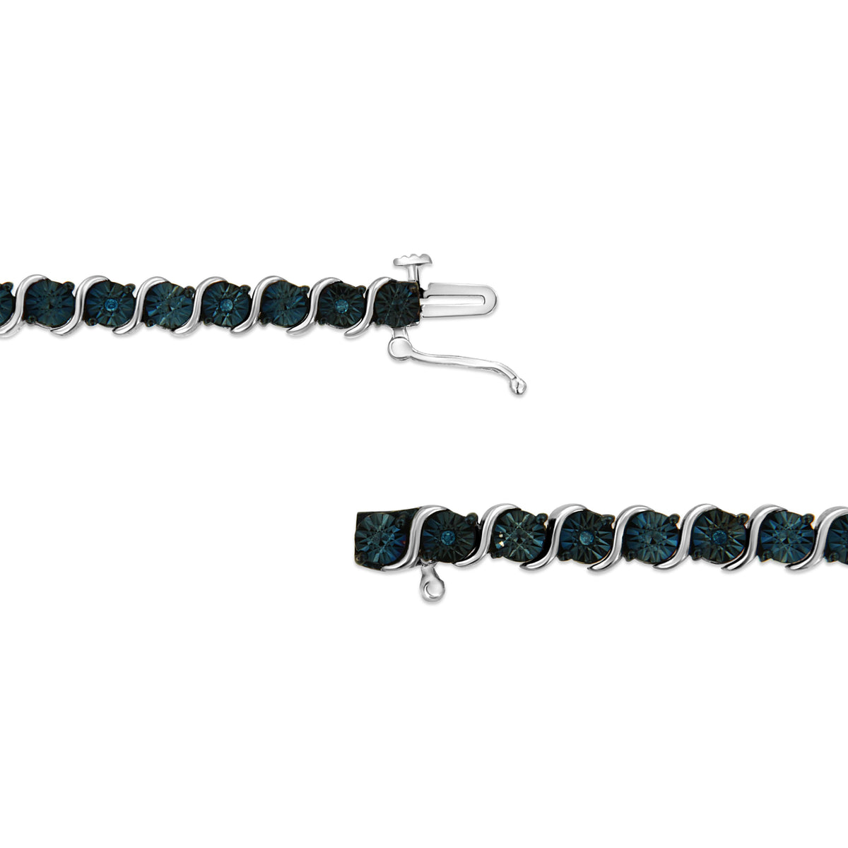 .925 Sterling Silver 1/10 Cttw Miracle-Set Treated Blue Color Diamond Miracle Plate 
