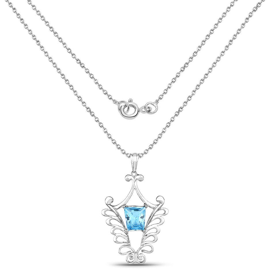 5.68 Carat Genuine Swiss Blue Topaz .925 Sterling Silver Pendant