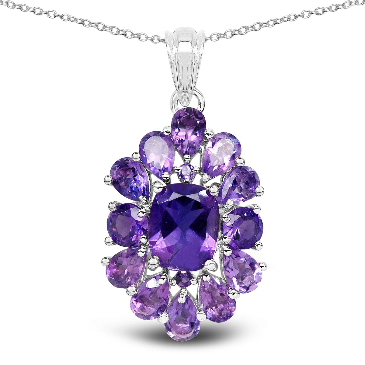 7.24 Carat Genuine Amethyst .925 Sterling Silver Pendant
