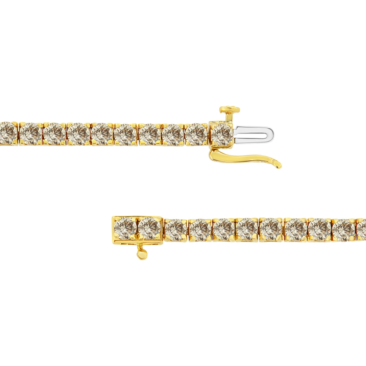 14K Yellow Gold Plated .925 Sterling Silver 8.0 Cttw Diamond Classic Link Tennis Bracelet (K-L Color, I2-I3 Clarity) - 7-1/4