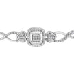 .925 Sterling Silver Diamond Cushion Frame Heart-Sides Twist 4â€-10â€ Adjustable Bolo Tennis Bolo Bracelet (I-J Color, I3 Clarity)